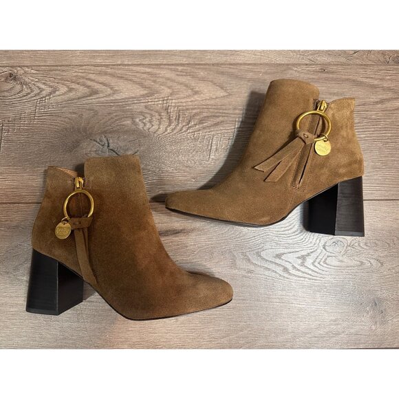 SEE BY CHLOÉ  Louise logo charm ankle boots $425  38 7.5 - Picture 1 of 14